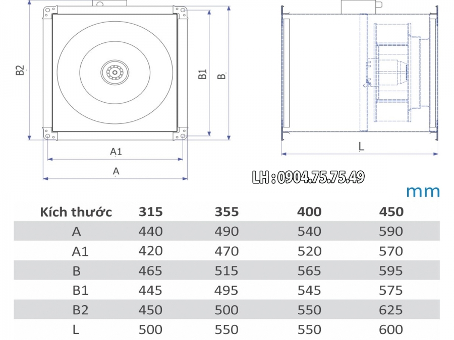 Quạt hút nối ống cabinet Vortex VF400-SI