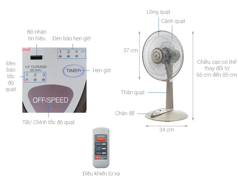 Quạt đứng lửng KDK P30KH