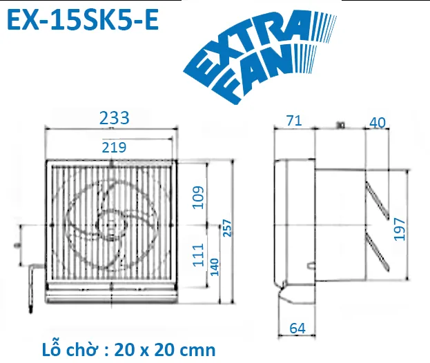 Quạt thông gió ốp tường Mitsubishi EX-15SK5-E