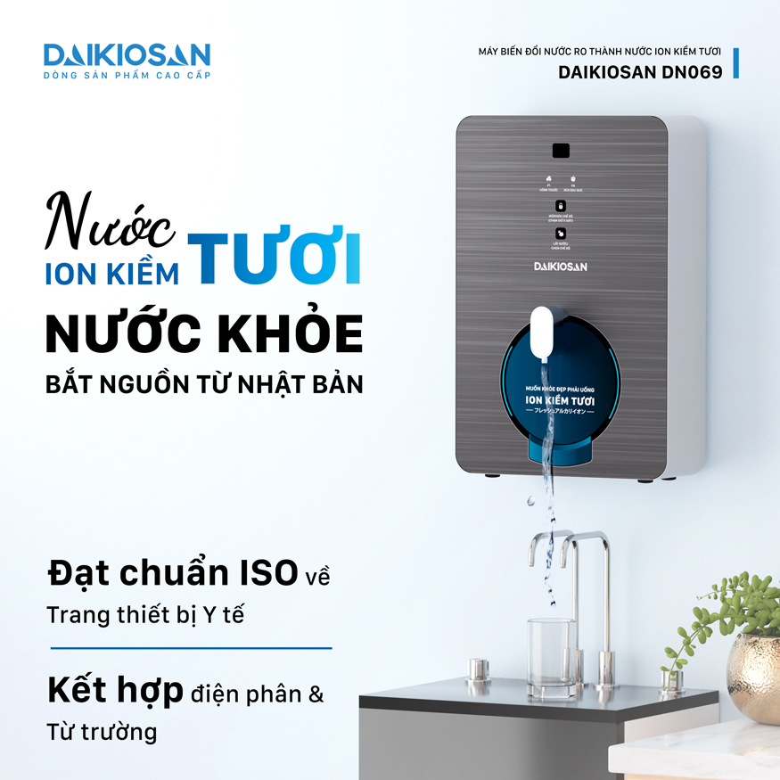 Máy biến đổi nước RO thành nước Ion kiềm tươi từ trường Daikiosan DN069