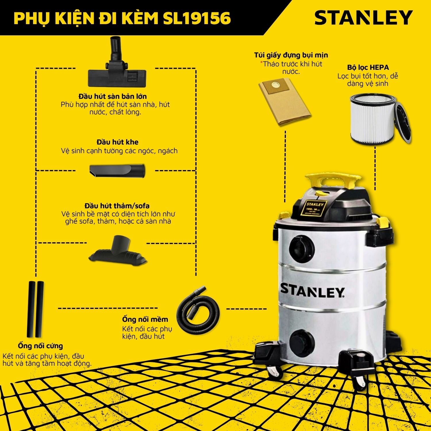 Máy Hút Bụi Công Nghiệp Khô Và Ướt Stanley SL19156