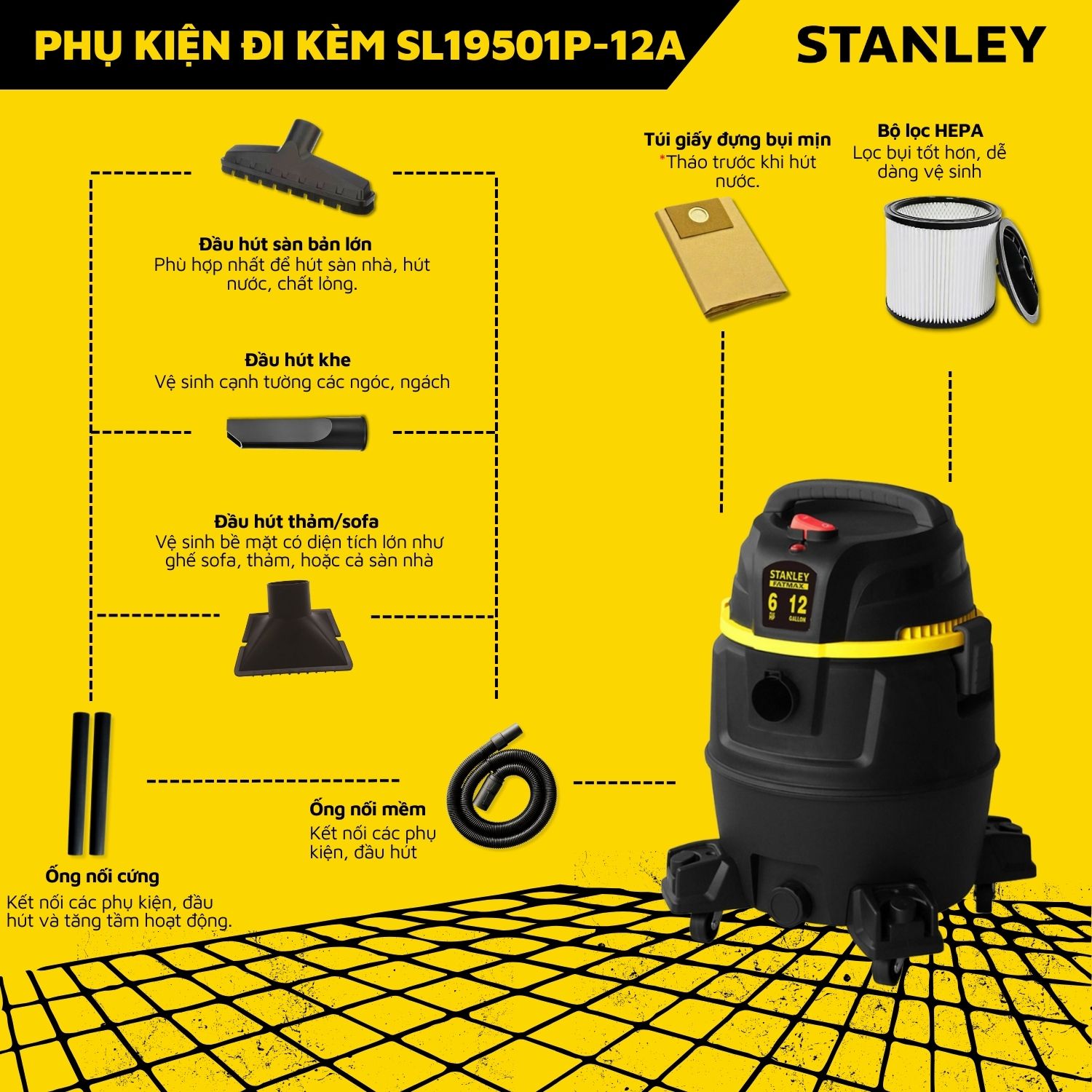 Máy Hút Bụi Công Nghiệp Stanley SL19501P-12A