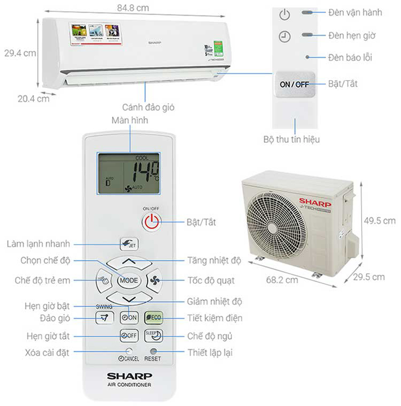 Máy lạnh Sharp Inverter 1.5 HP AH-X13ZEW