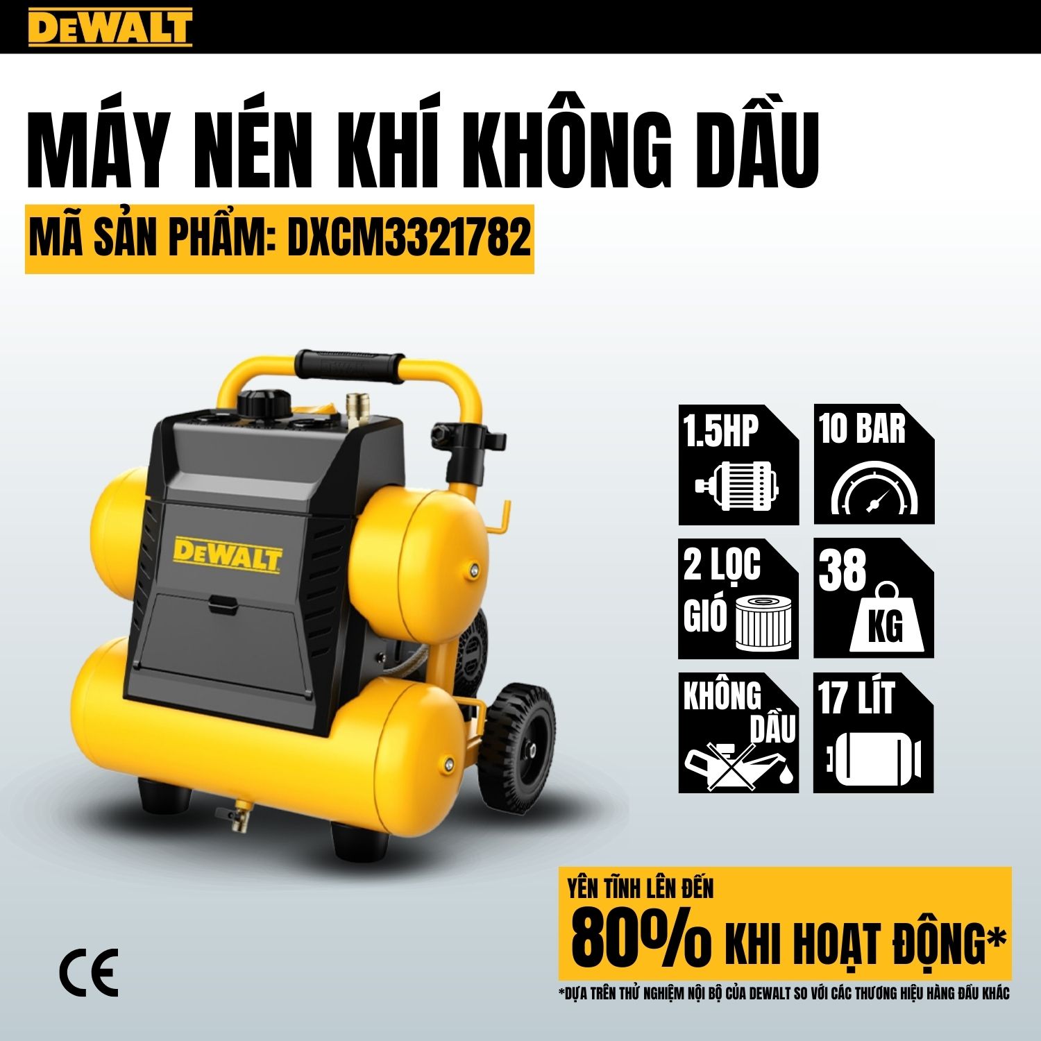 Máy nén khí không dầu 17L DeWALT DXCM3321782