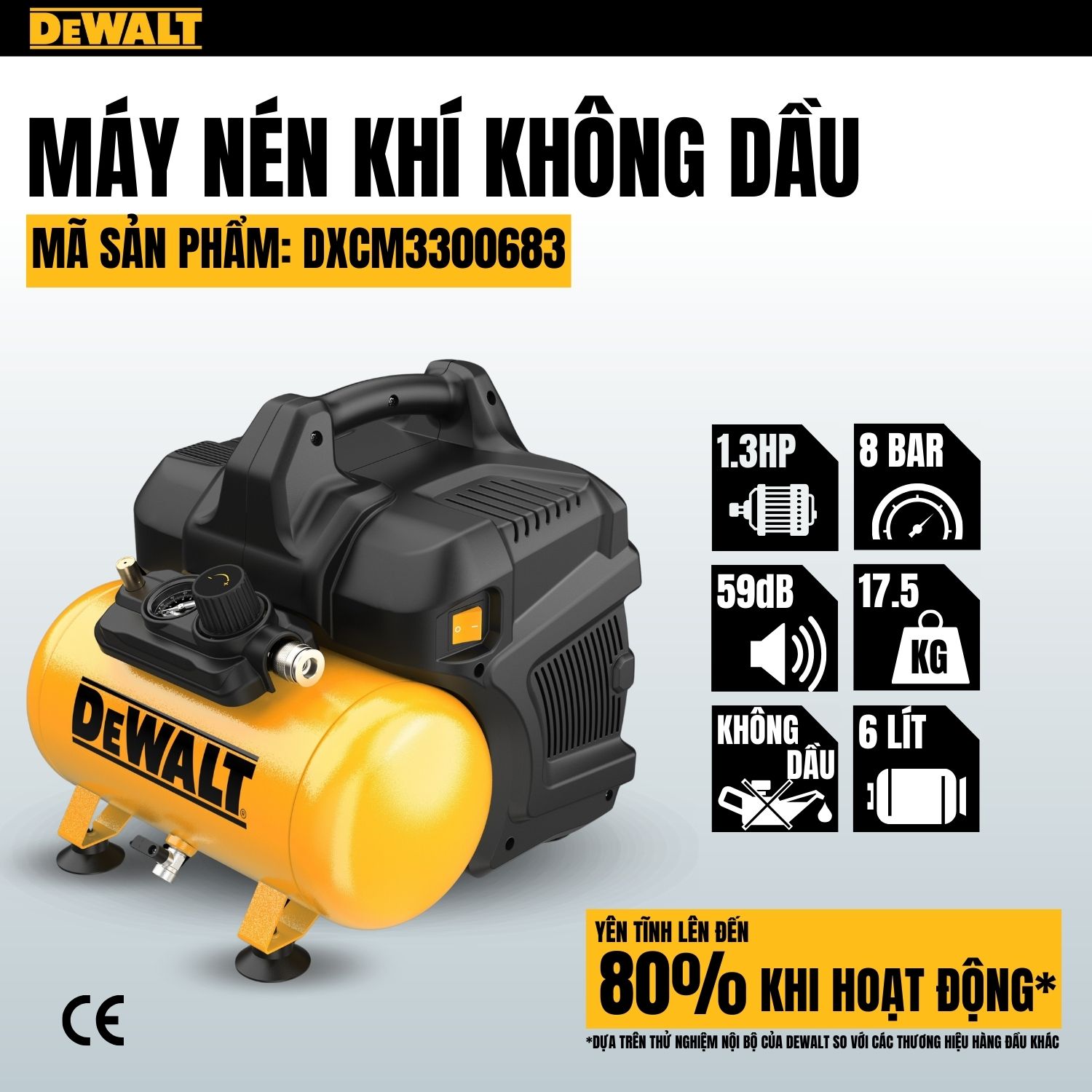 Máy nén khí không dầu 6L Dewalt DXCM3300683