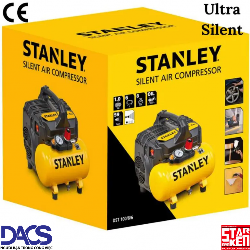 Máy nén khí không dầu 6L Stanley DST100/8/6