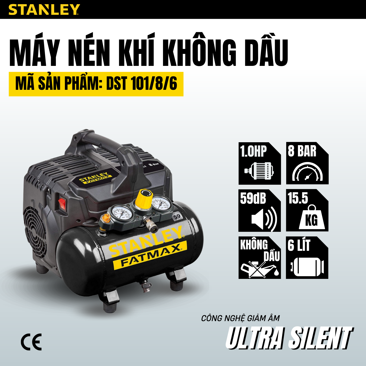 Máy nén khí không dầu 6L Stanley Fatmax DST101/8/6