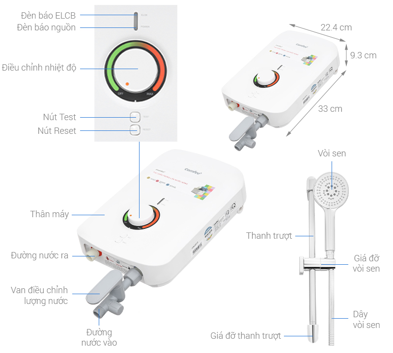 Máy nước nóng trực tiếp Comfee CWH-45MVNVN(W)-CB