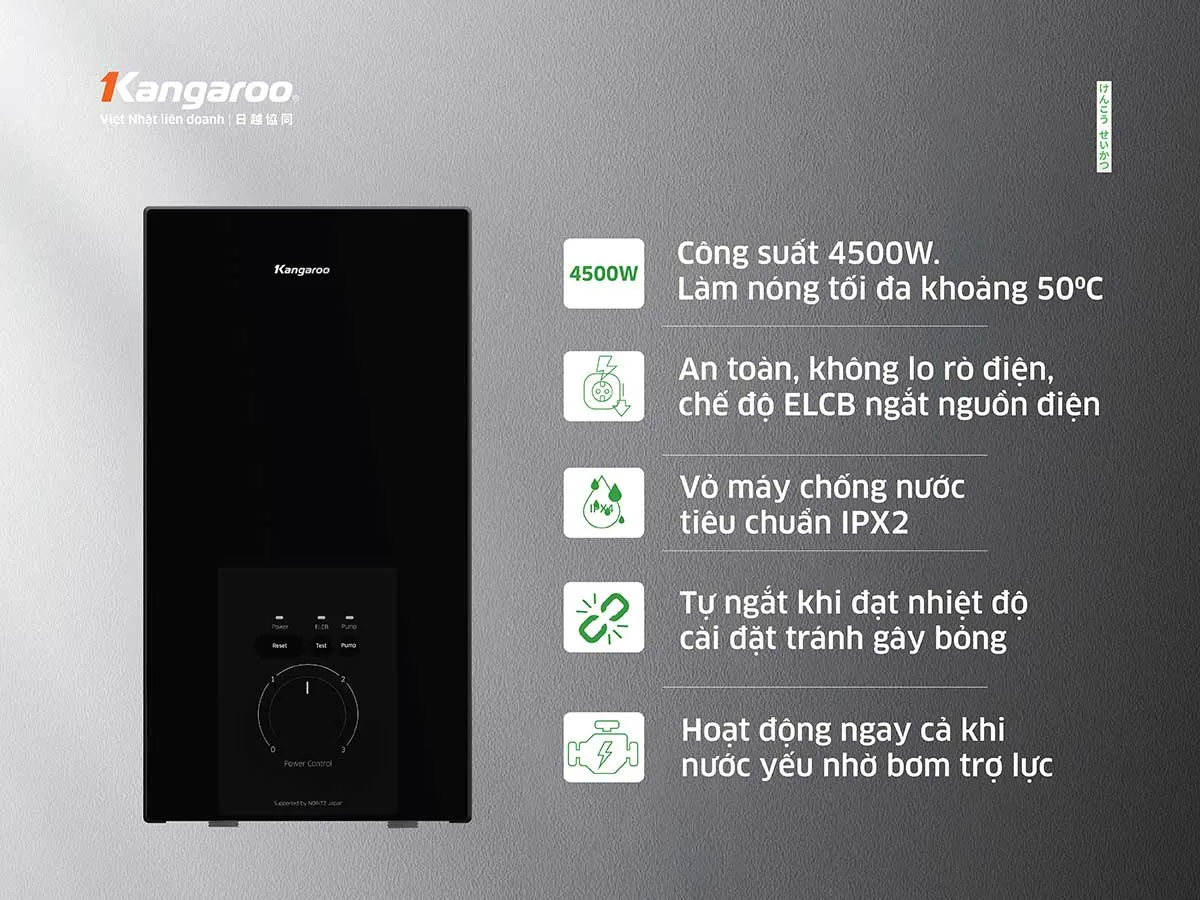 Máy nước nóng trực tiếp Kangaroo KGWD45P2 (có bơm)