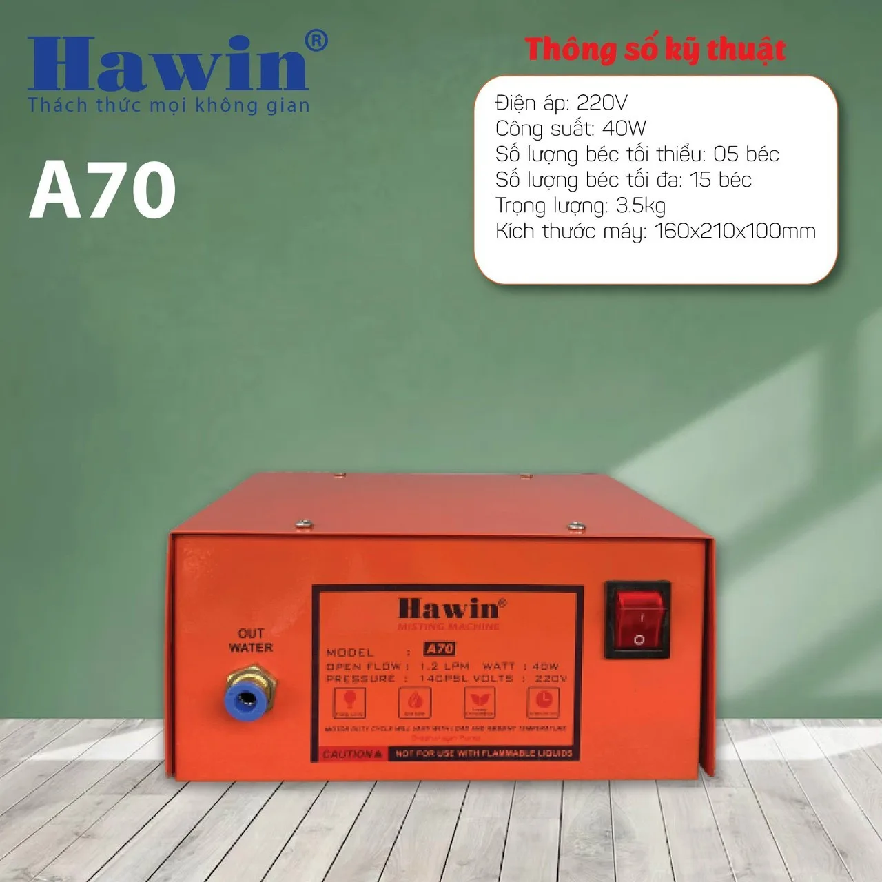Máy Phun Sương Hawin A70 (trọn bộ)