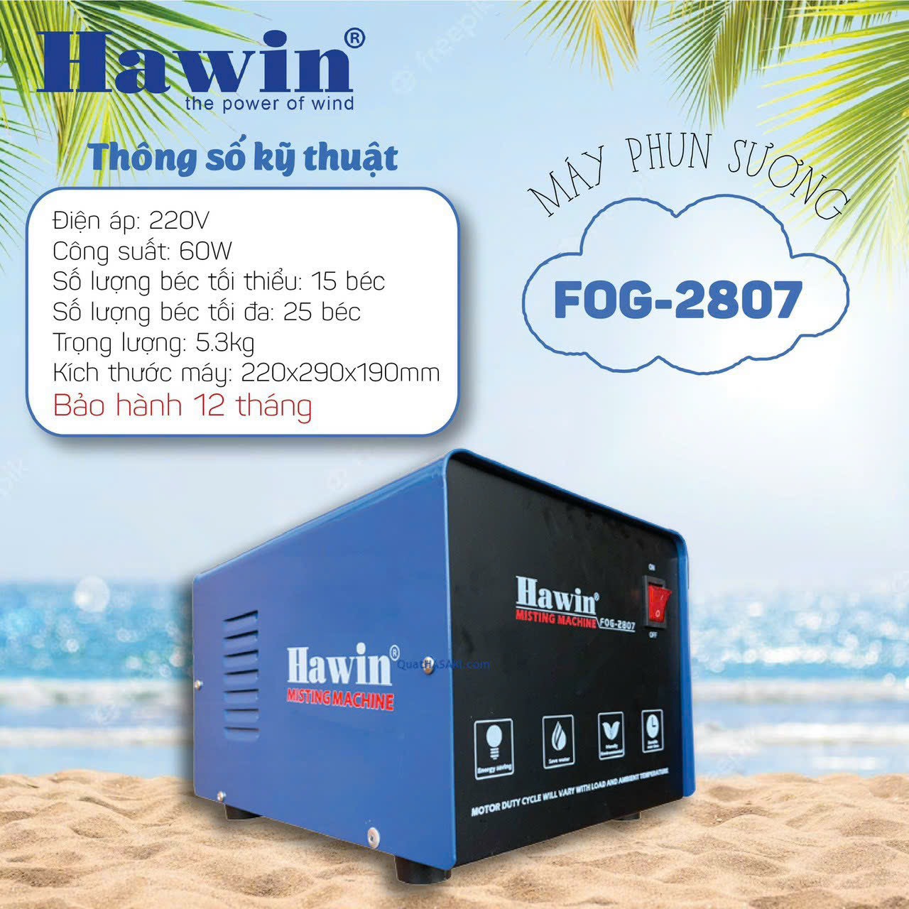 Máy phun sương Hawin FOG - 2807 (trọn bộ)