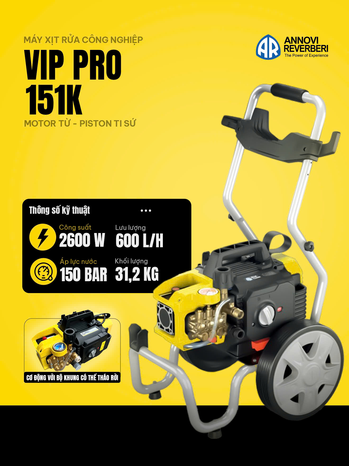 Máy xịt rửa chuyên dụng Annovi Reverberi Italy VIP PRO 151K