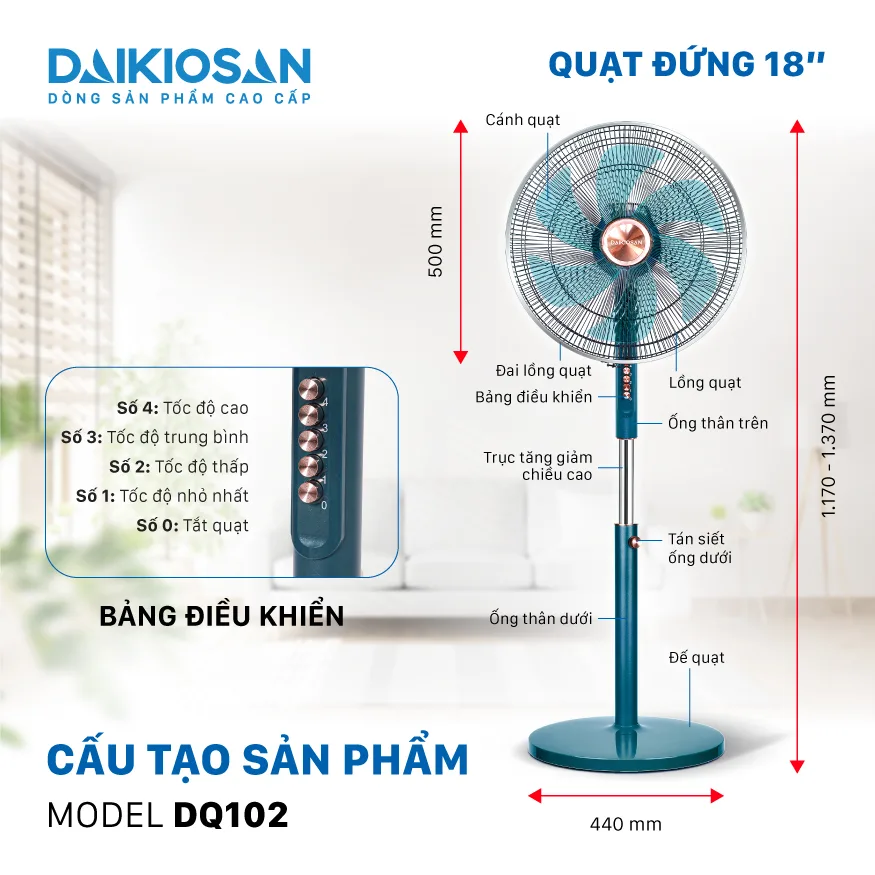 Quạt đứng Daikiosan DQ102