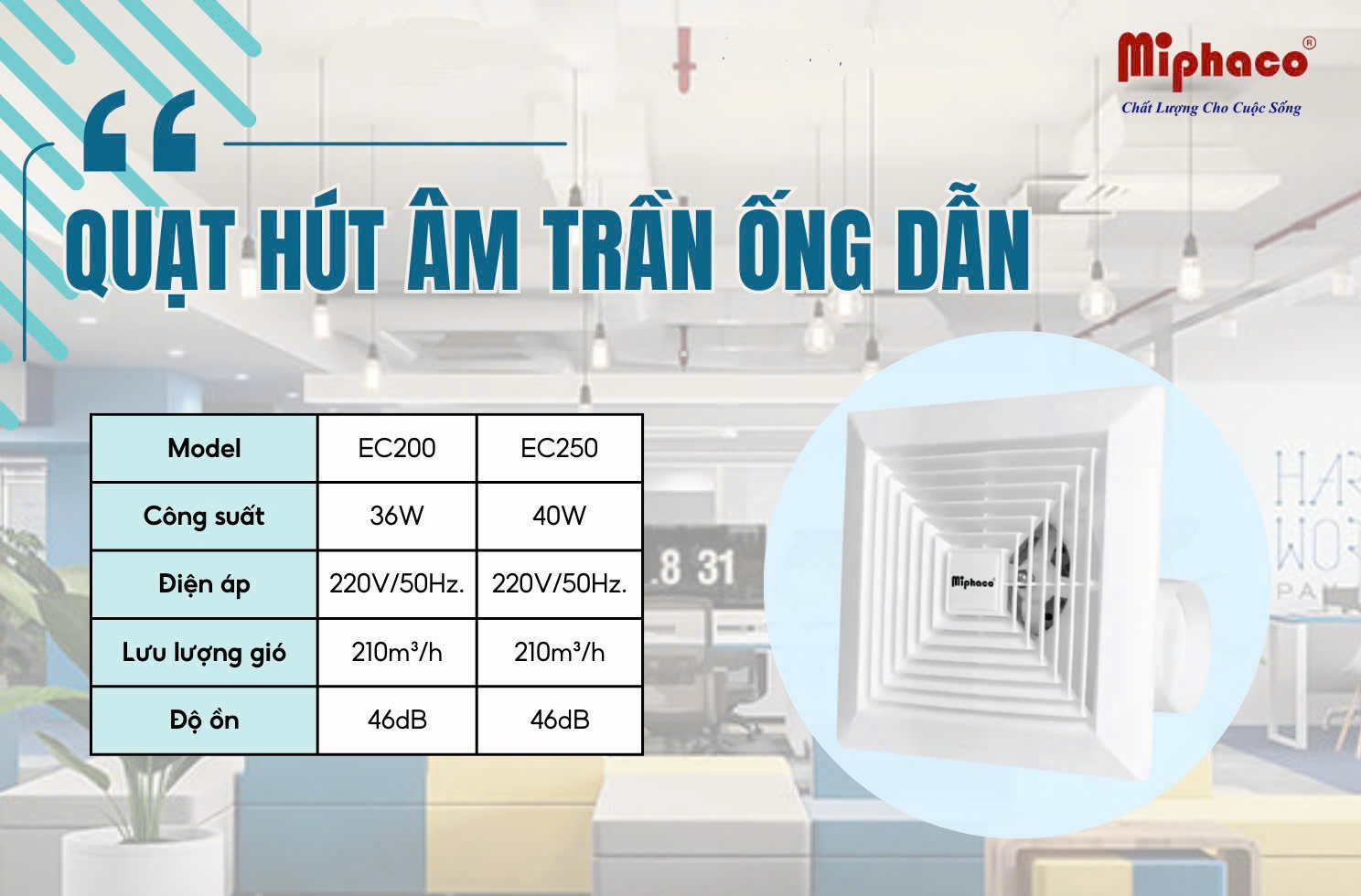 Quạt hút âm trần Miphaco EC-200