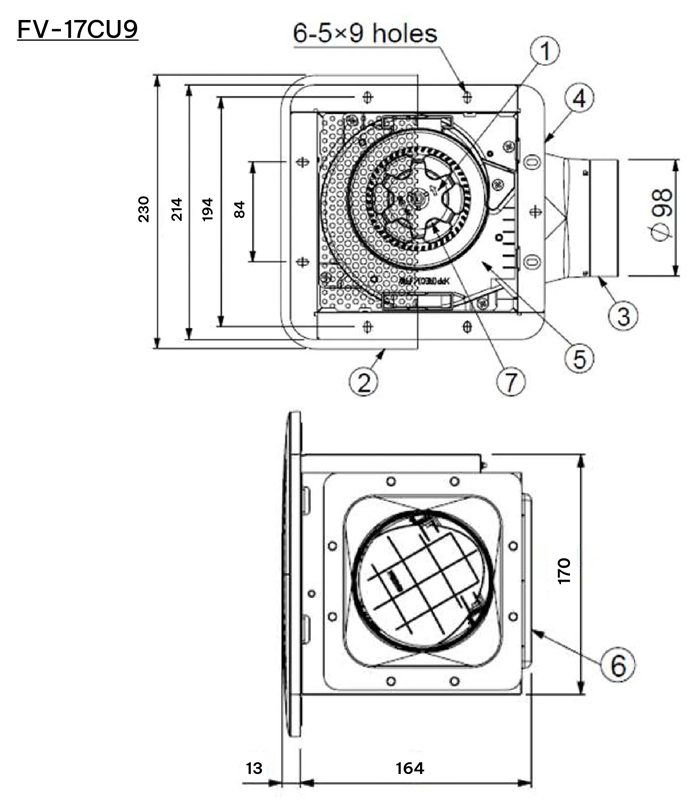 Quạt Hút Âm Trần Panasonic FV-17CU9