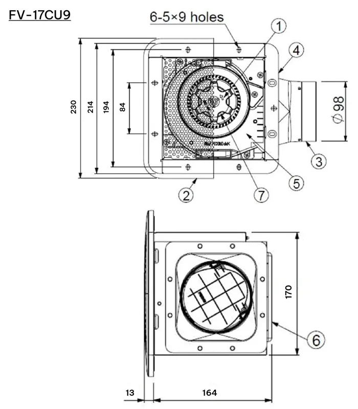 Quạt Hút Âm Trần Panasonic FV-17CU9