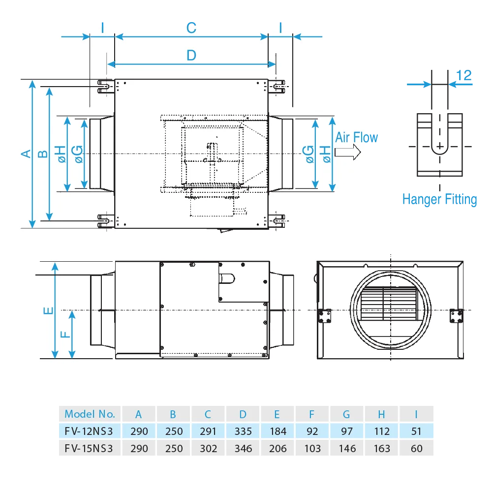 Quạt hút cabinet Panasonic FV-12NS3