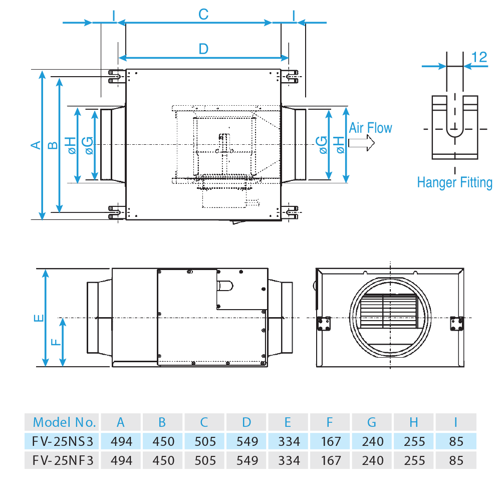 Quạt hút cabinet Panasonic FV-25NS3
