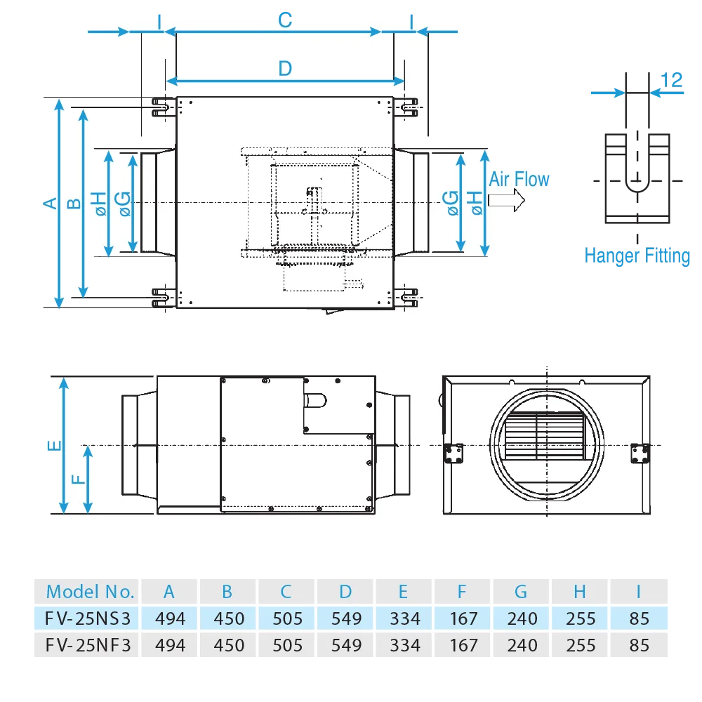 Quạt hút cabinet Panasonic FV-25NS3