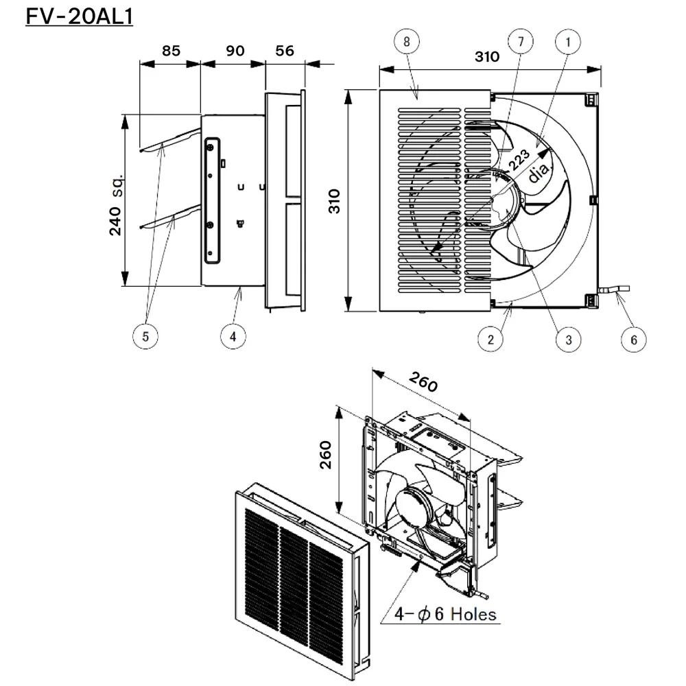Quạt hút gắn tường 1 chiều Panasonic FV-20AL1