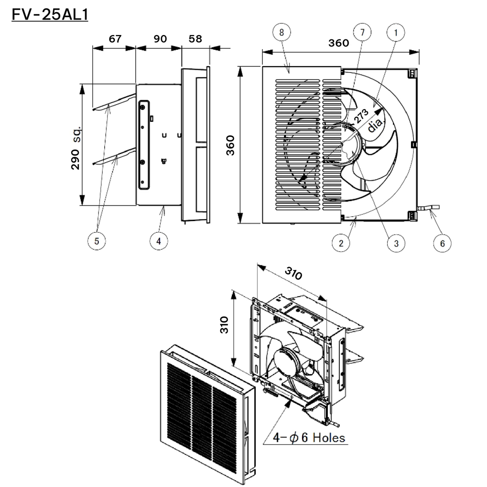 Quạt hút gắn tường 1 chiều Panasonic FV-25AL1