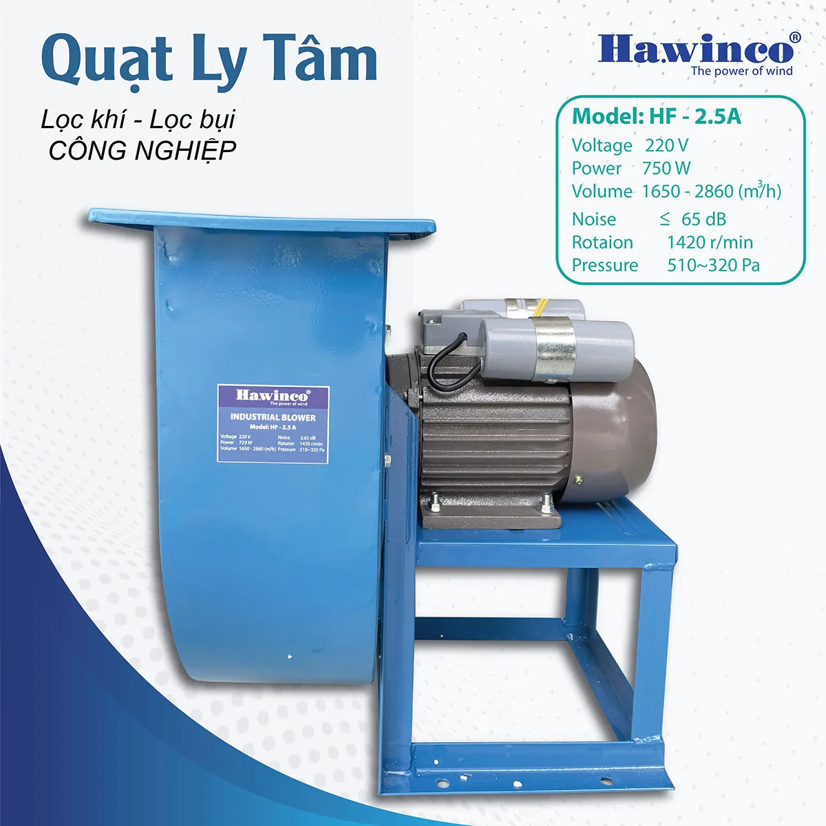 Quạt hút khói bếp ly tâm Ha.winco HF 2.5A 750W