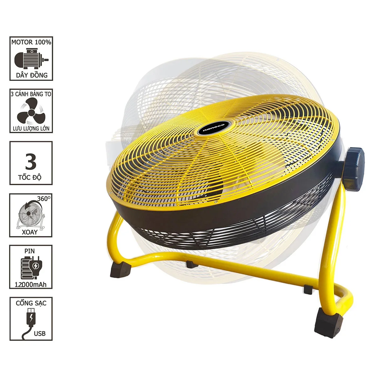 Quạt sạc Nanoco NRF1230L