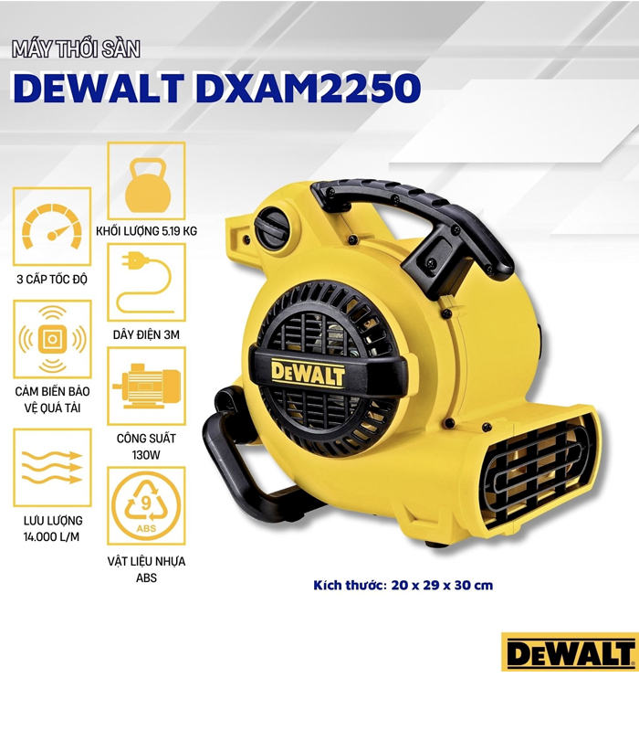 Quạt thổi thảm Dewalt DXAM2250