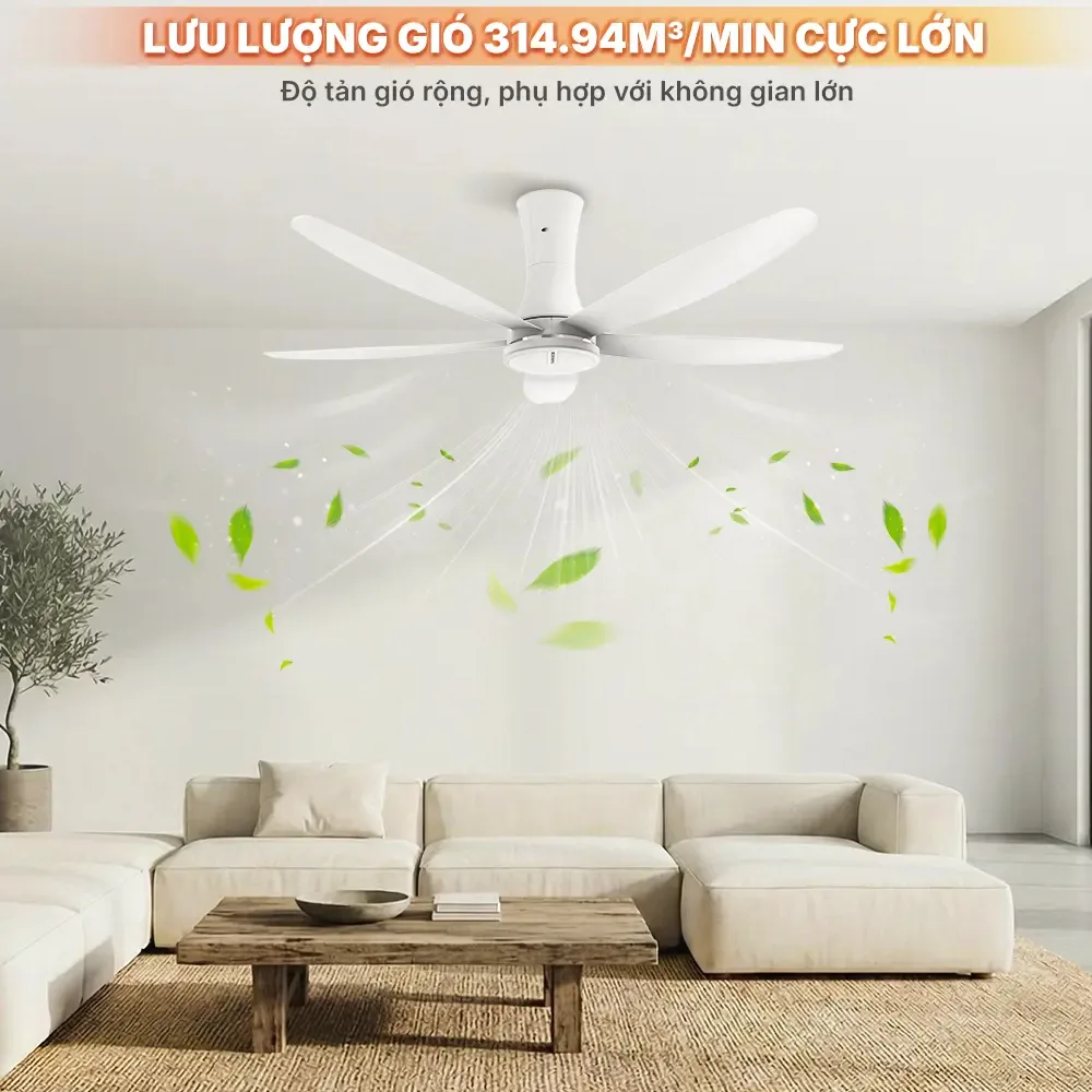 Quạt trần 5 cánh Nanoco động cơ BLDC NCF6051-W
