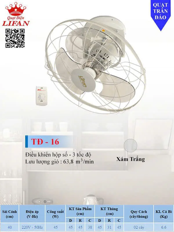 Quạt trần đảo Lifan TĐ-16