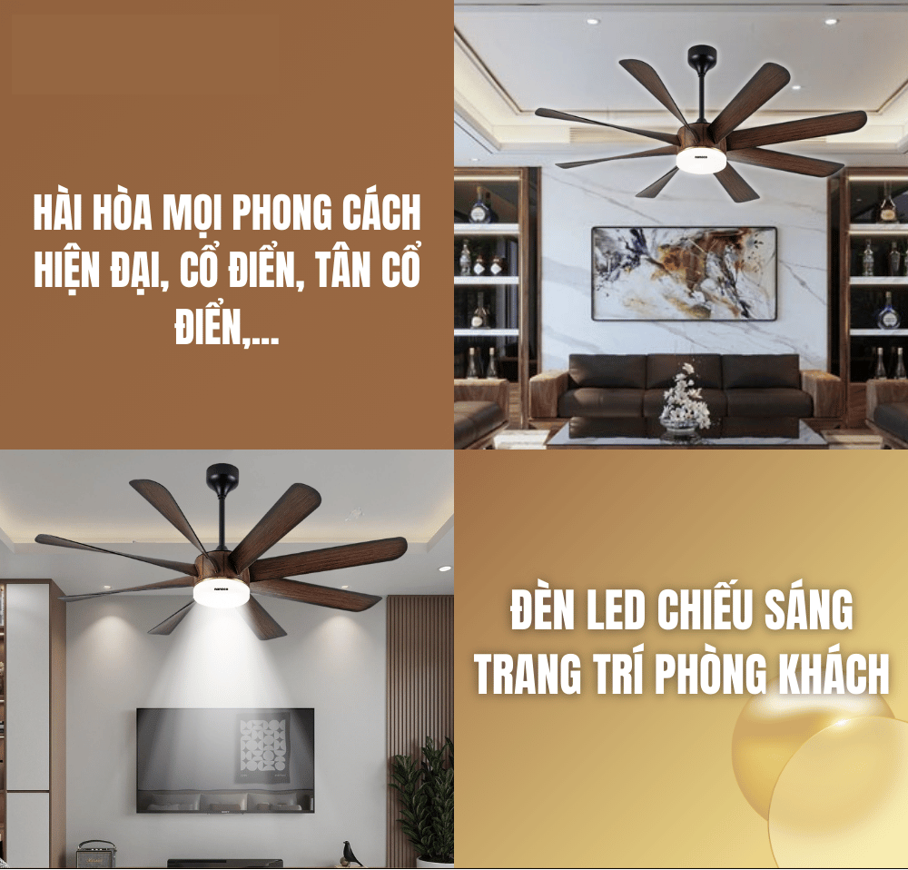 Quạt trần trang trí 8 cánh Nanoco NCFD6089L