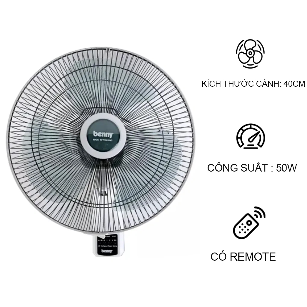 Quạt treo tường Benny BFW48T có điều khiển
