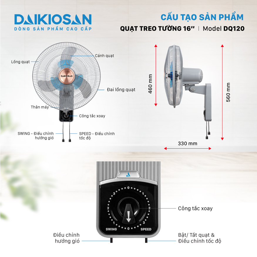 Quạt treo tường Daikiosan DQ120