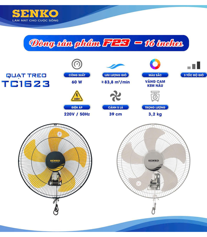 Quạt treo tường Senko TC1623