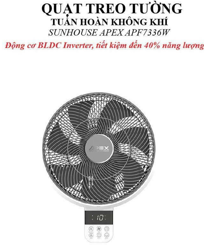 Quạt treo tường tuần hoàn không khí Sunhouse Apex APF7336W