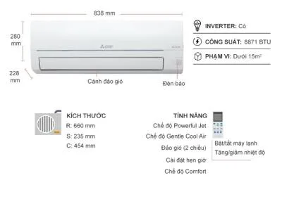 Máy lạnh Mitsubishi Electric Inverter 1HP MSY-JP25VF