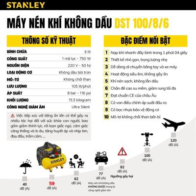 Máy nén khí không dầu 6L Stanley DST100/8/6