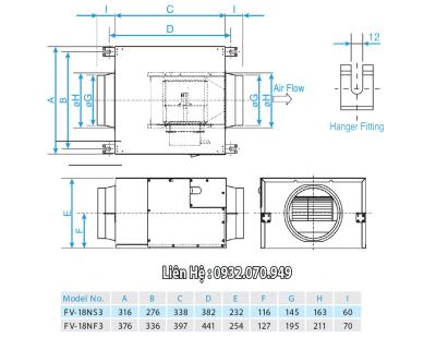 Quạt hút cabinet Panasonic FV-18NF3