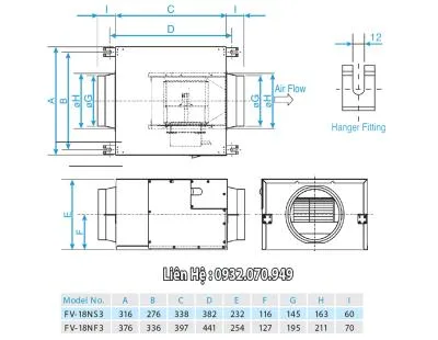 Quạt hút cabinet Panasonic FV-18NF3