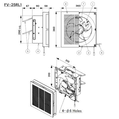 Quạt hút gắn tường Panasonic 2 chiều FV-25RL1