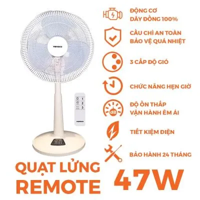 Quạt lửng remote Nanoco NLF1624RC