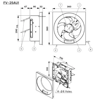 Quạt Thông Gió Gắn Tường Panasonic FV-25AU1