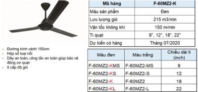 Quạt trần 3 cánh Panasonic F-60MZ2 (màu đen)