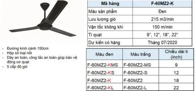 Quạt trần 3 cánh Panasonic F-60MZ2 (màu đen)