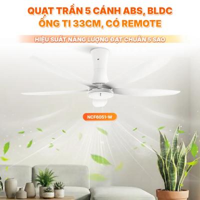 Quạt trần 5 cánh Nanoco động cơ BLDC NCF6051-W