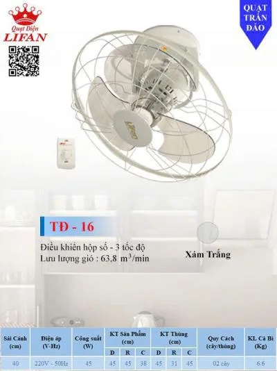 Quạt trần đảo Lifan TĐ-16