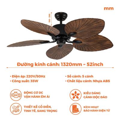 Quạt trần trang trí 5 cánh Nanoco NCFD5251
