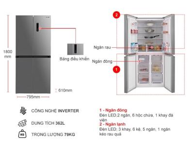 Tủ Lạnh Sharp Inverter 362 Lít SJ-FX420V-SL