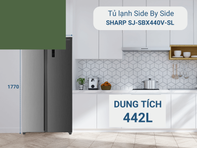 Tủ lạnh Sharp Inverter 442 lít SJ-SBX440V-SL