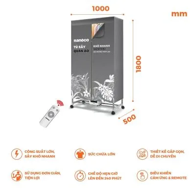 Tủ sấy quần áo Nanoco NCD2024RC